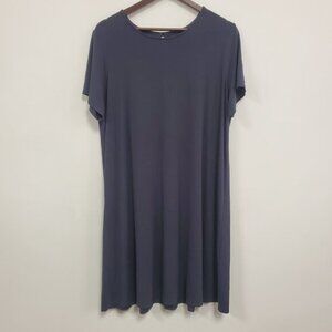 J Jill Womens Short Sleeve Dress Size 1X Gray Modest Minimalist‎ Stretch Neutral